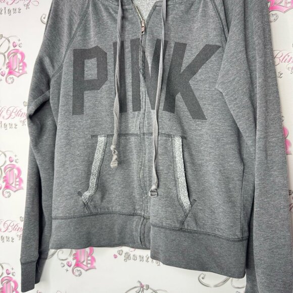 Victoria secret pink sweater hoodie ombré sunset 86 on back zip up zipper grey - Picture 8 of 11